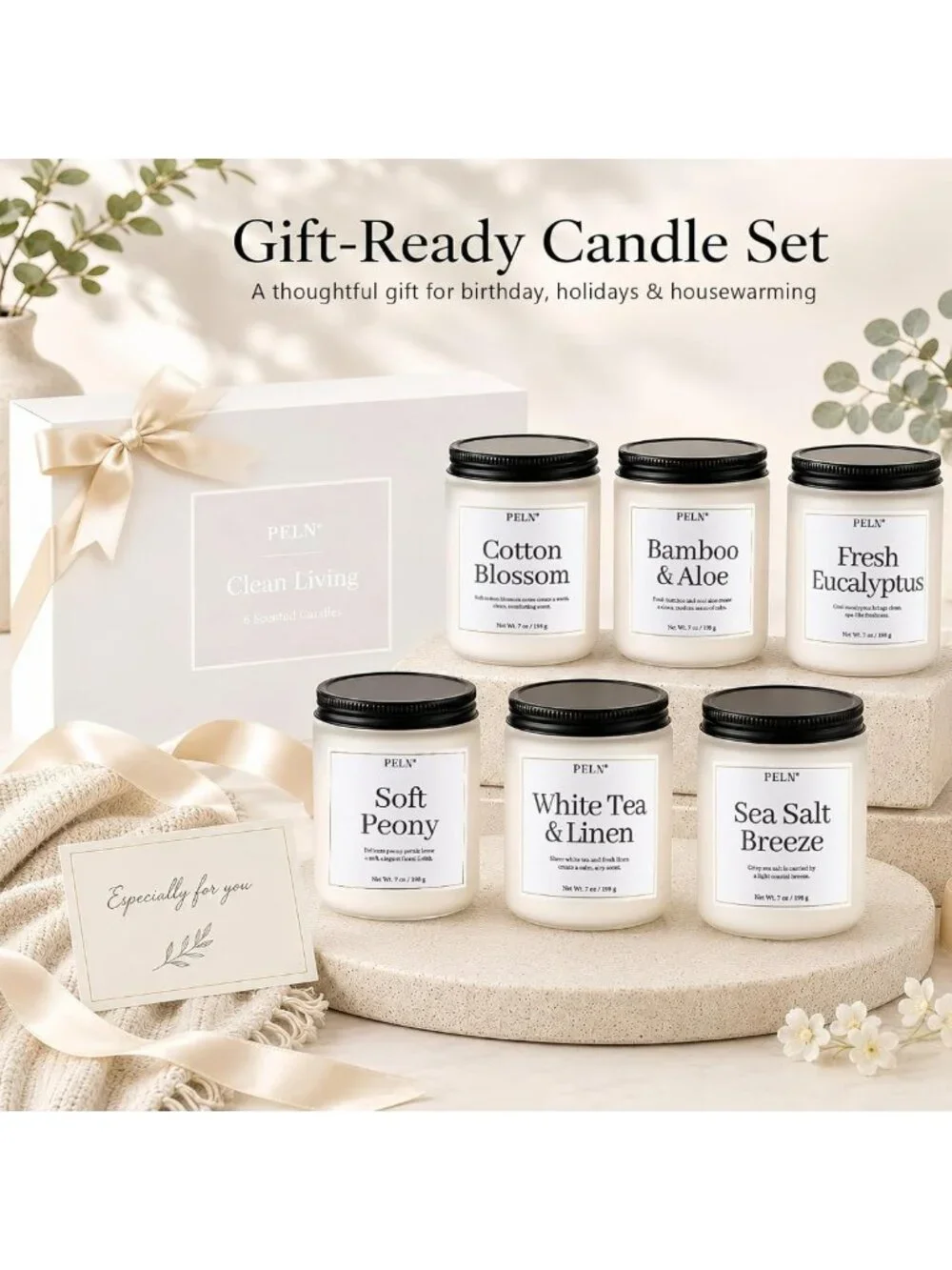 6-Pack Scented Candle Gift Set - Clean Living Aromatherapy Candles for